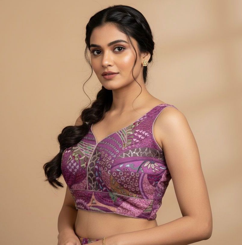 Guddiya Collection - Purple Sleeveless Designer Blouse